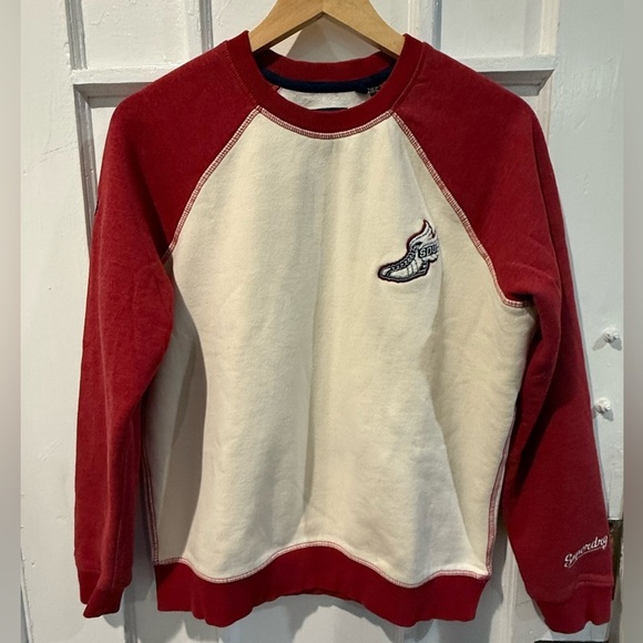 Superdry Sweaters - Superdry Red and White Sweatshirt with Logo